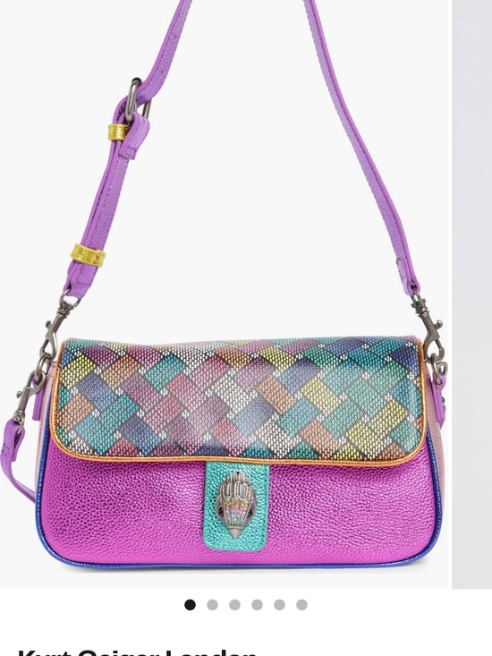 Kurt Geiger Handbags - Kurt Geiger Purple Crossbody Bag with Multicolor Woven Flap Euc no flaws at all